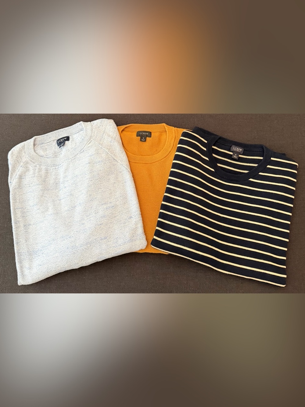 J.Crew Men's Crewneck Sweaters - Size S- Yellow, Blue, Navy Stripe - lot of 4